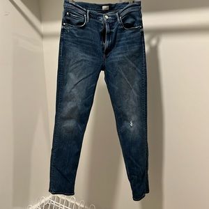 Mother regular rise straight leg ankle jeans